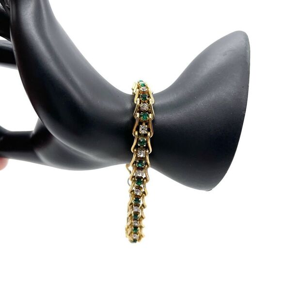 Bracelet Gold Tone with Crystals - Picture 2 of 3